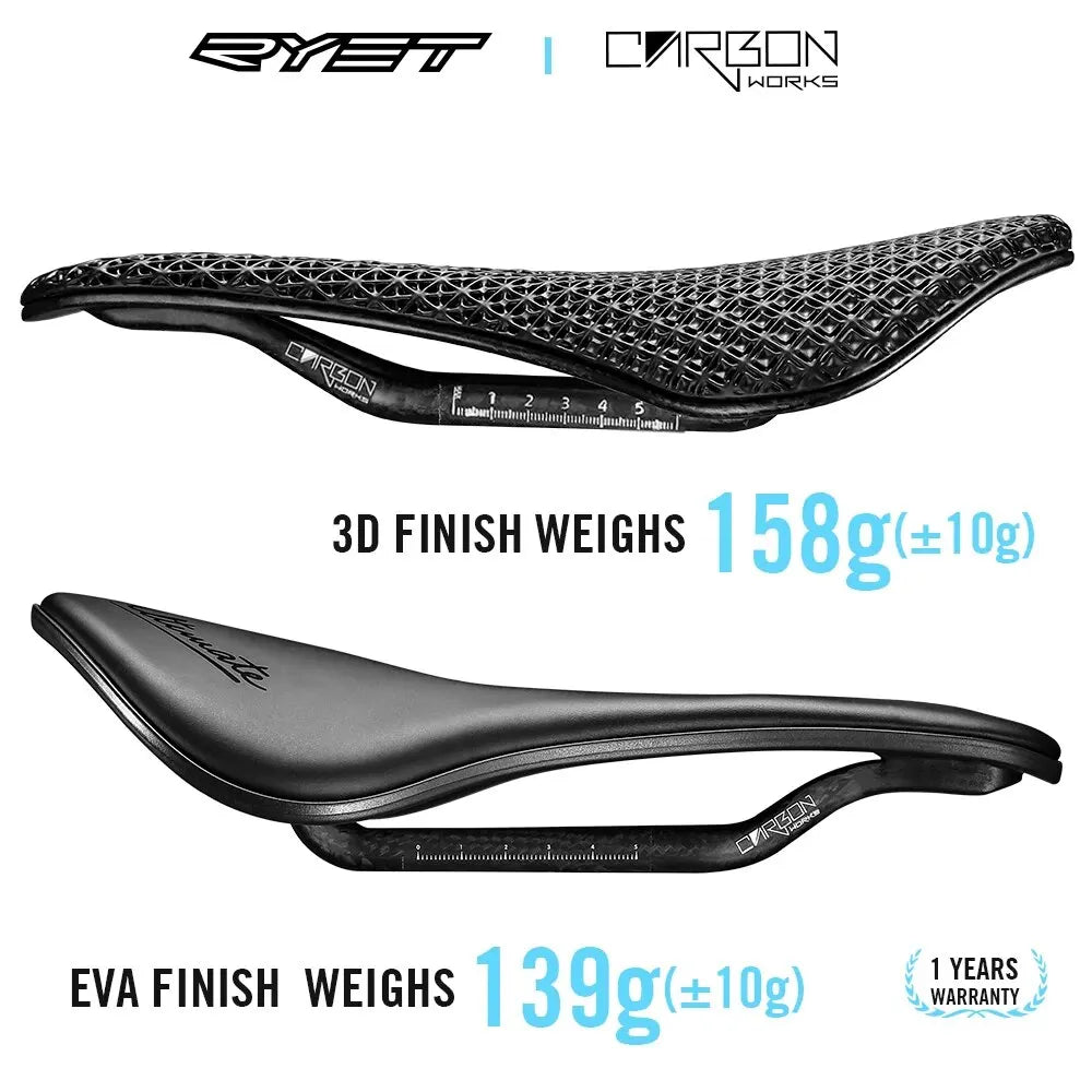 RYET 3D Printed Bicycle Saddle Ultralight Carbon EVA 245x145mm Bike Seating Part MTB Gravel Road Bike Seat Cycling Cushion