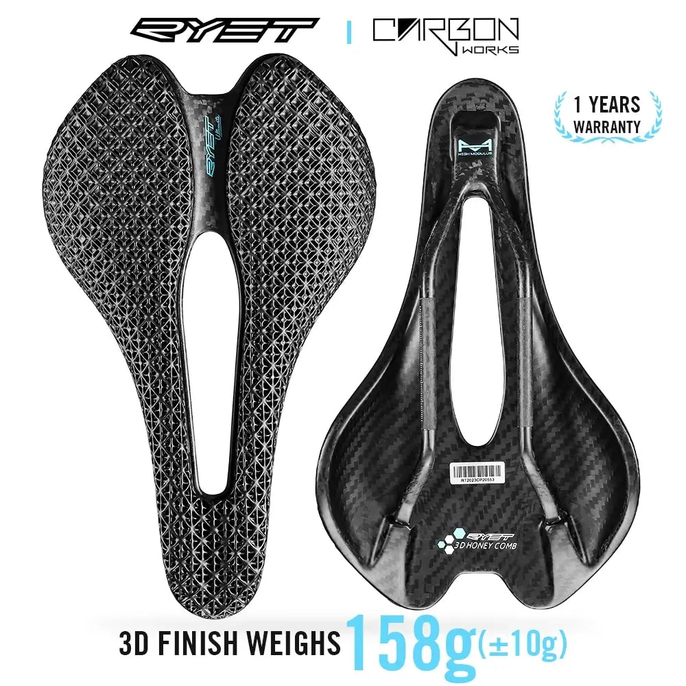 RYET 3D Printed Bicycle Saddle Ultralight Carbon EVA 245x145mm Bike Seating Part MTB Gravel Road Bike Seat Cycling Cushion