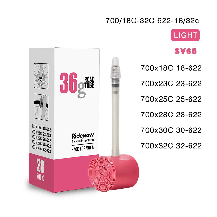 RideNow Ultralight Bike Inner Tube 700 700C 18 25 28 32 Road Bicycle TPU Tire 45/65/85mm Length French Valve 700C TPU Inner Tube