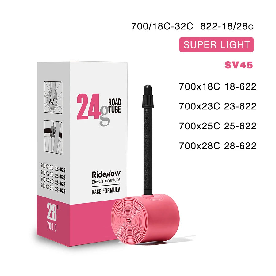 RideNow Ultralight Bike Inner Tube 700 700C 18 25 28 32 Road Bicycle TPU Tire 45/65/85mm Length French Valve 700C TPU Inner Tube