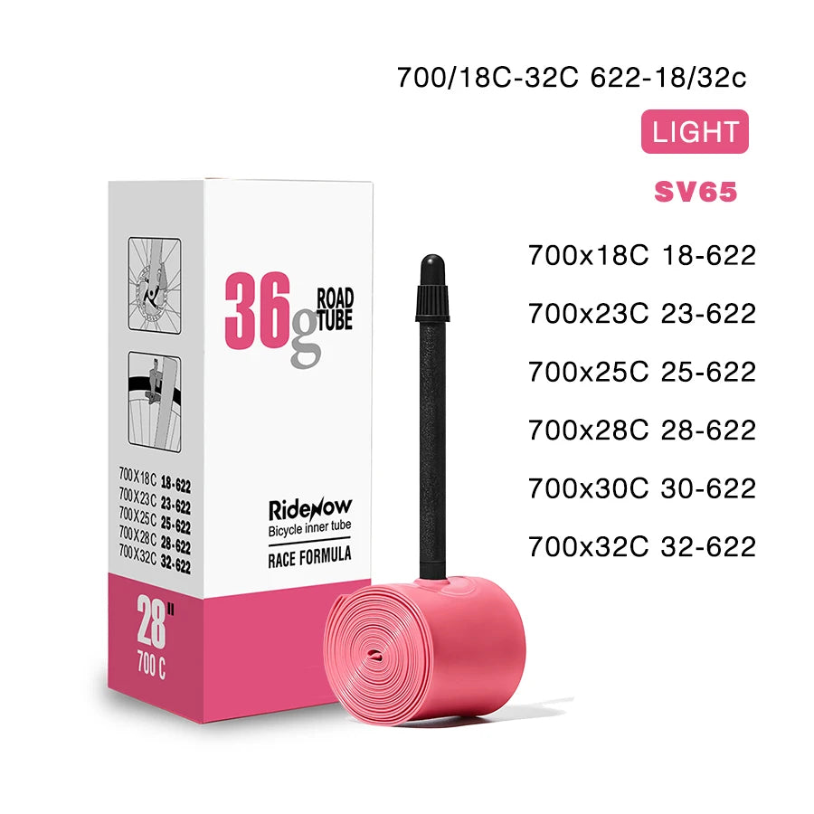 RideNow Ultralight Bike Inner Tube 700 700C 18 25 28 32 Road Bicycle TPU Tire 45/65/85mm Length French Valve 700C TPU Inner Tube