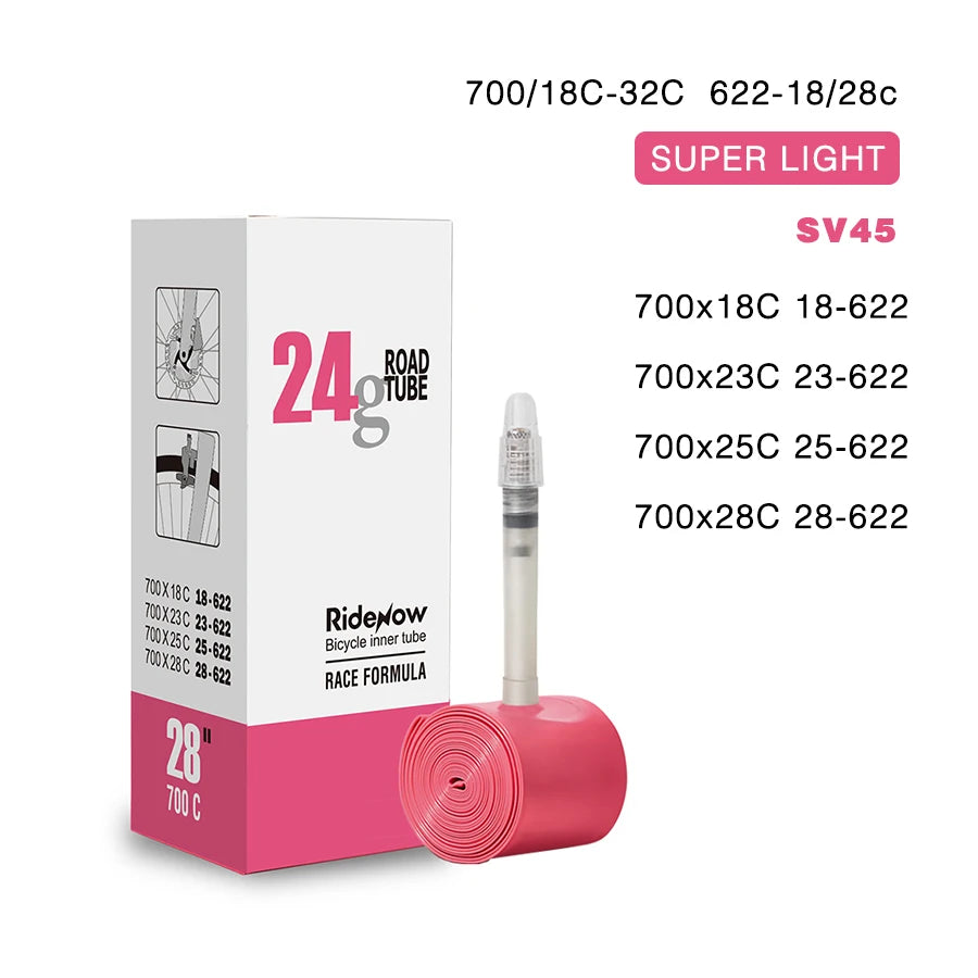 RideNow Ultralight Bike Inner Tube 700 700C 18 25 28 32 Road Bicycle TPU Tire 45/65/85mm Length French Valve 700C TPU Inner Tube