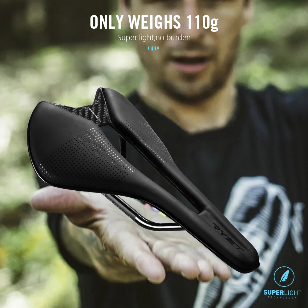 RYET Bike Saddle Full Carbon SuperLight Racing Mountain Rails Superflow Road Bicycle Seat Cushion Carbon Saddle Bike 250*145mm