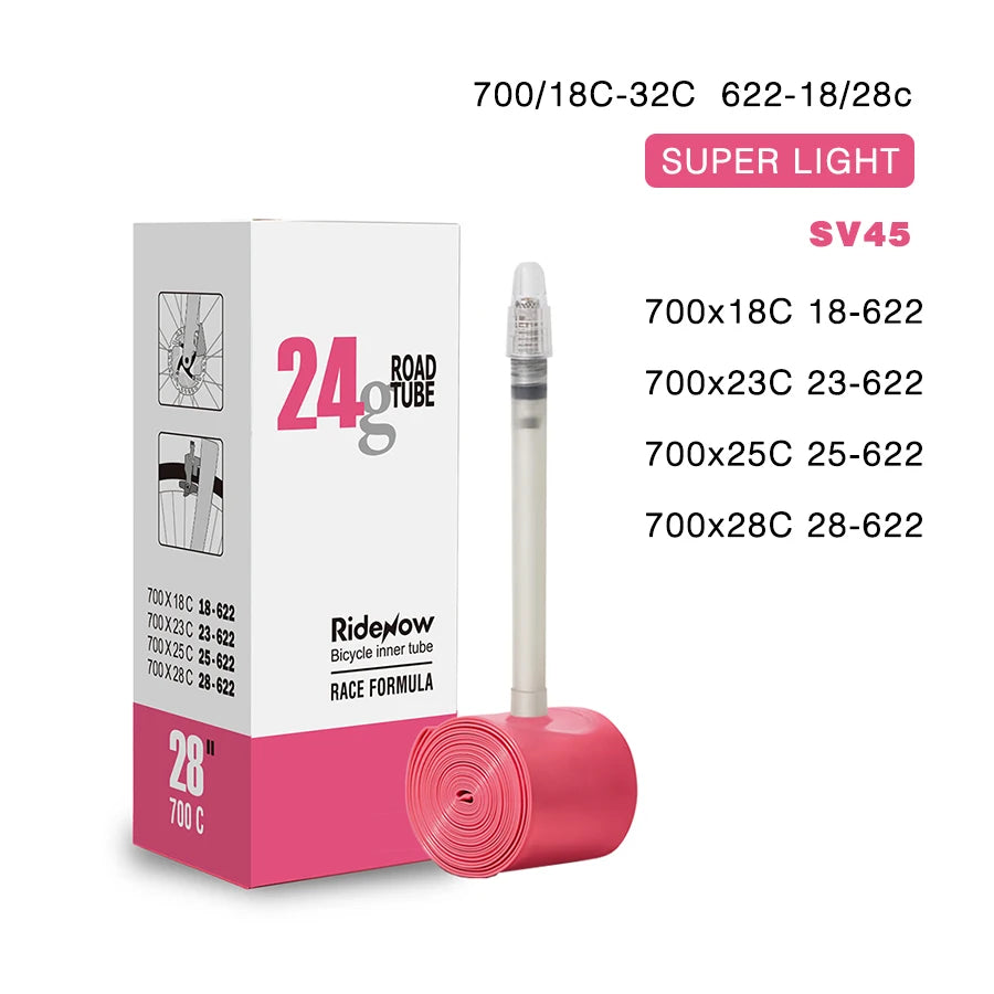 RideNow Ultralight Bike Inner Tube 700 700C 18 25 28 32 Road Bicycle TPU Tire 45/65/85mm Length French Valve 700C TPU Inner Tube