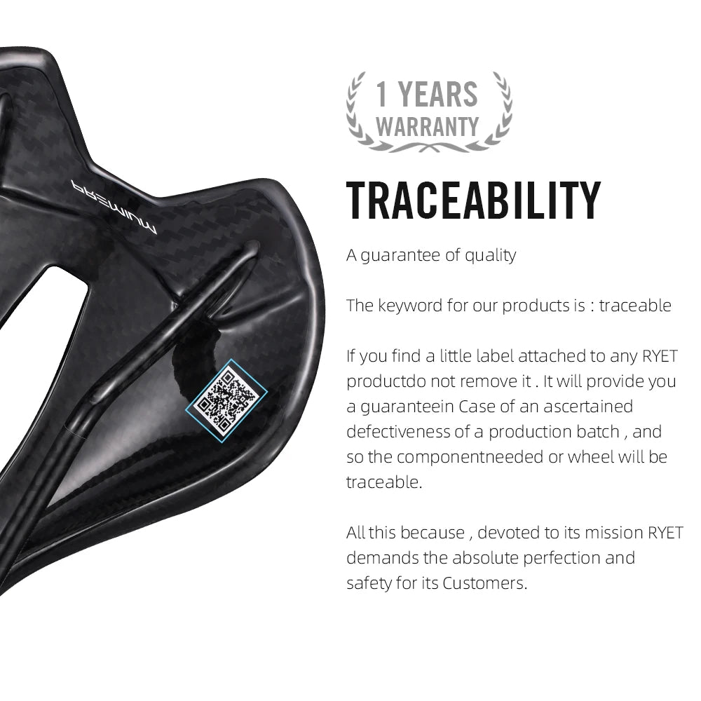 RYET Bike Saddle Full Carbon SuperLight Racing Mountain Rails Superflow Road Bicycle Seat Cushion Carbon Saddle Bike 250*145mm