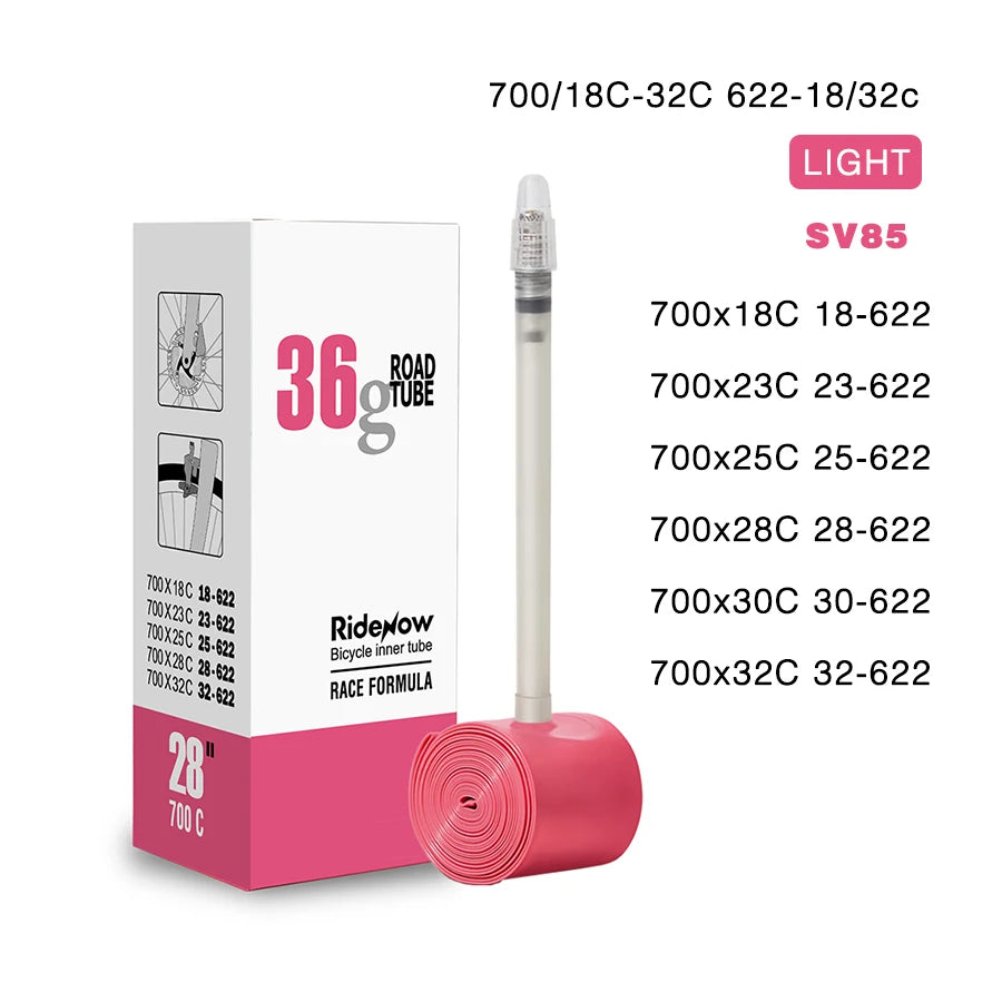 RideNow Ultralight Bike Inner Tube 700 700C 18 25 28 32 Road Bicycle TPU Tire 45/65/85mm Length French Valve 700C TPU Inner Tube