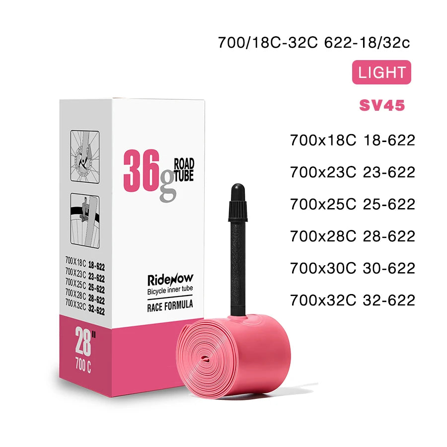 RideNow Ultralight Bike Inner Tube 700 700C 18 25 28 32 Road Bicycle TPU Tire 45/65/85mm Length French Valve 700C TPU Inner Tube