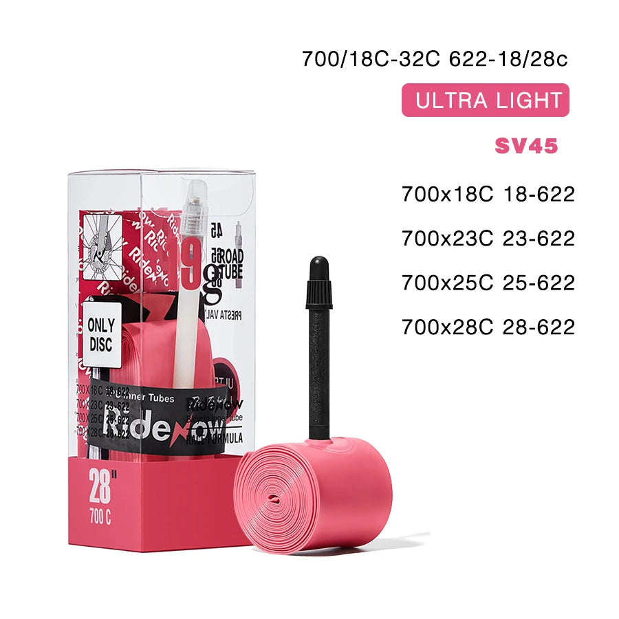 RideNow Ultralight Bike Inner Tube 700 700C 18 25 28 32 Road Bicycle TPU Tire 45/65/85mm Length French Valve 700C TPU Inner Tube