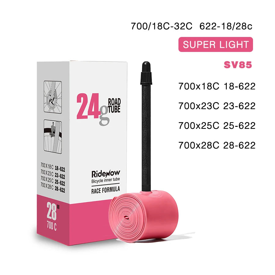 RideNow Ultralight Bike Inner Tube 700 700C 18 25 28 32 Road Bicycle TPU Tire 45/65/85mm Length French Valve 700C TPU Inner Tube