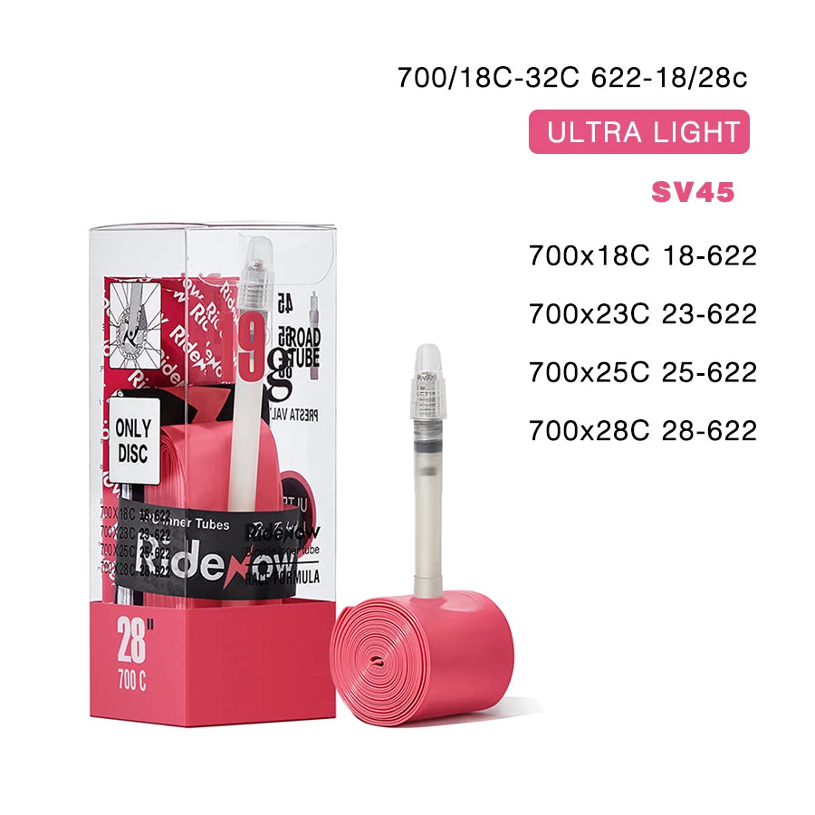 RideNow Ultralight Bike Inner Tube 700 700C 18 25 28 32 Road Bicycle TPU Tire 45/65/85mm Length French Valve 700C TPU Inner Tube