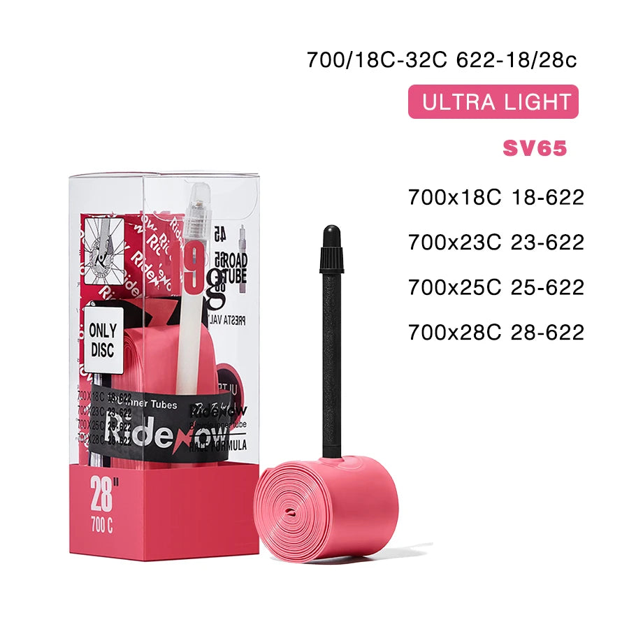 RideNow Ultralight Bike Inner Tube 700 700C 18 25 28 32 Road Bicycle TPU Tire 45/65/85mm Length French Valve 700C TPU Inner Tube
