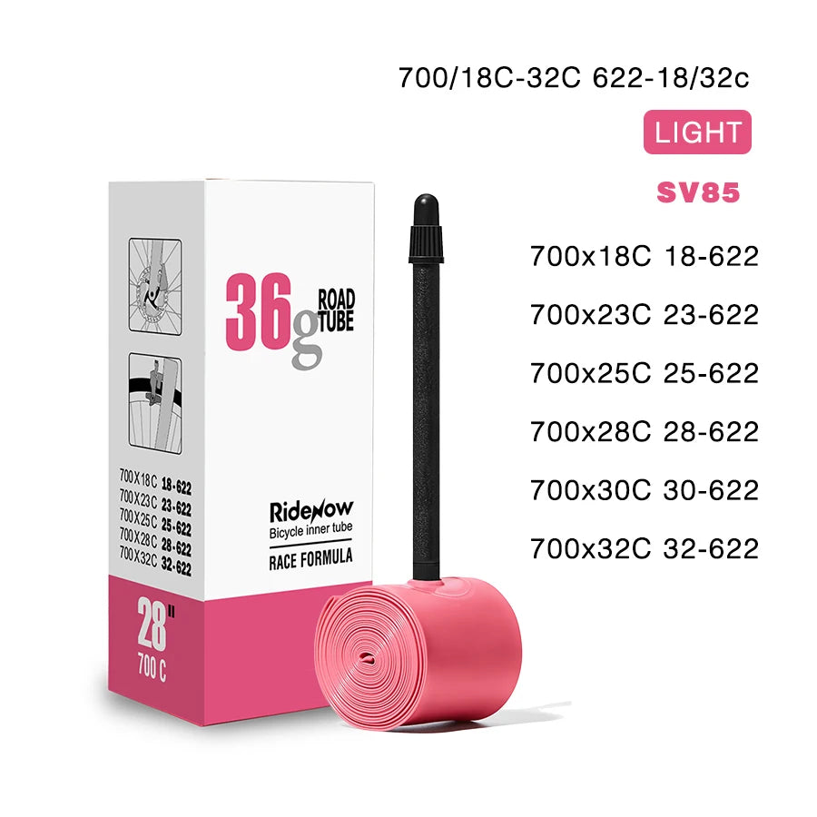 RideNow Ultralight Bike Inner Tube 700 700C 18 25 28 32 Road Bicycle TPU Tire 45/65/85mm Length French Valve 700C TPU Inner Tube