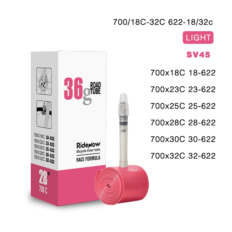 RideNow Ultralight Bike Inner Tube 700 700C 18 25 28 32 Road Bicycle TPU Tire 45/65/85mm Length French Valve 700C TPU Inner Tube