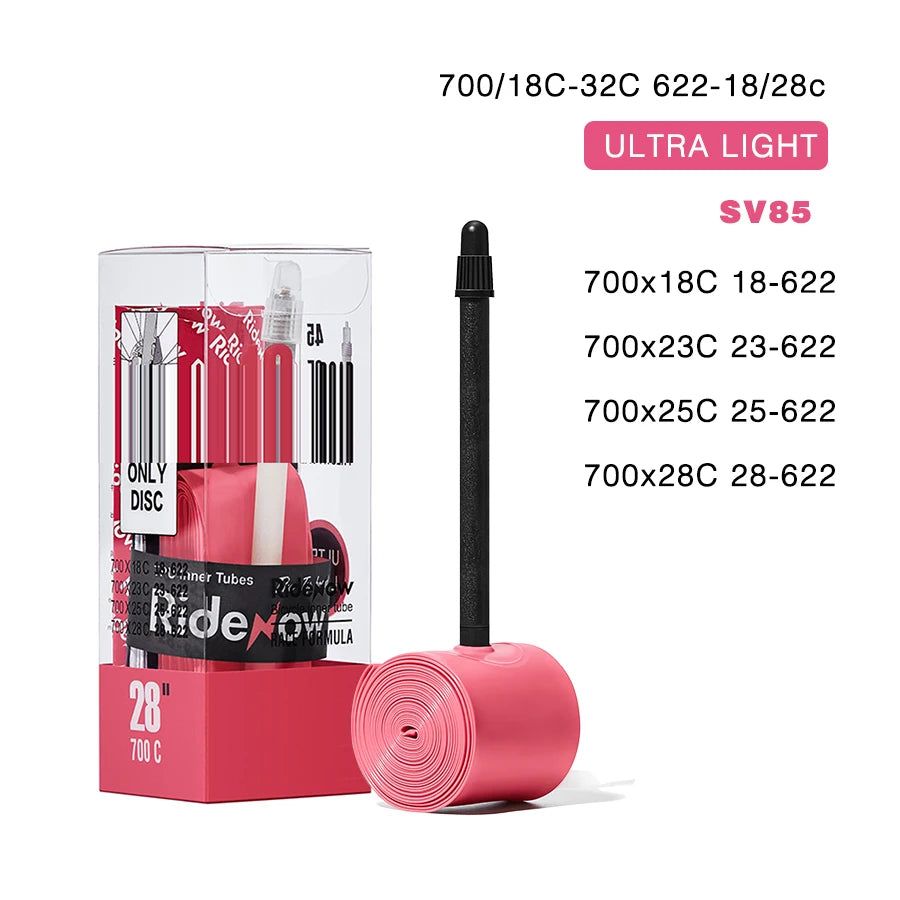 RideNow Ultralight Bike Inner Tube 700 700C 18 25 28 32 Road Bicycle TPU Tire 45/65/85mm Length French Valve 700C TPU Inner Tube