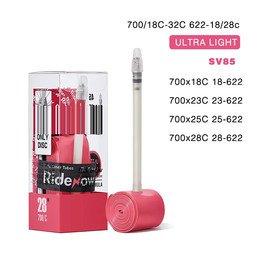 RideNow Ultralight Bike Inner Tube 700 700C 18 25 28 32 Road Bicycle TPU Tire 45/65/85mm Length French Valve 700C TPU Inner Tube