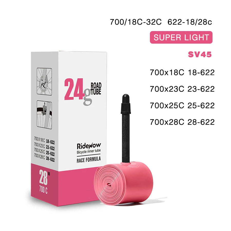 RideNow Ultralight Bike Inner Tube 700 700C 18 25 28 32 Road Bicycle TPU Tire 45/65/85mm Length French Valve 700C TPU Inner Tube